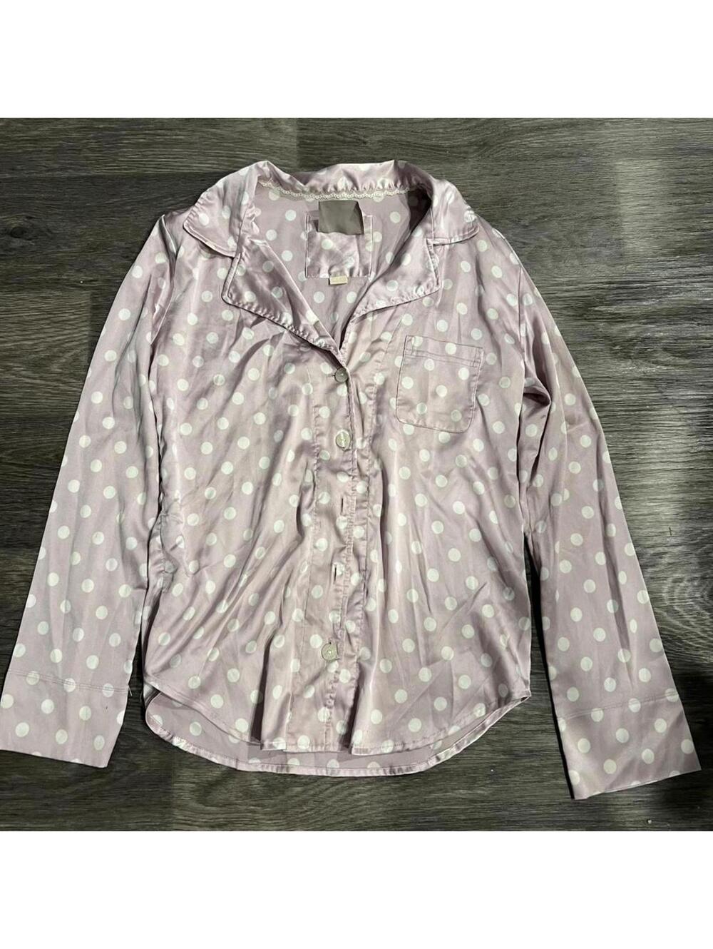 Victoria's Secret pink polka dot satin pajama set